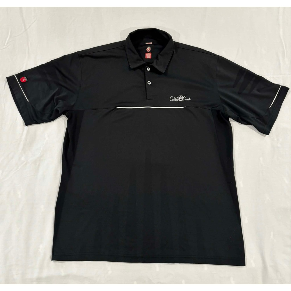 Antigua Desert Dry Mens Black Polo Shirt Cobble Creek Golf Performance Large L
